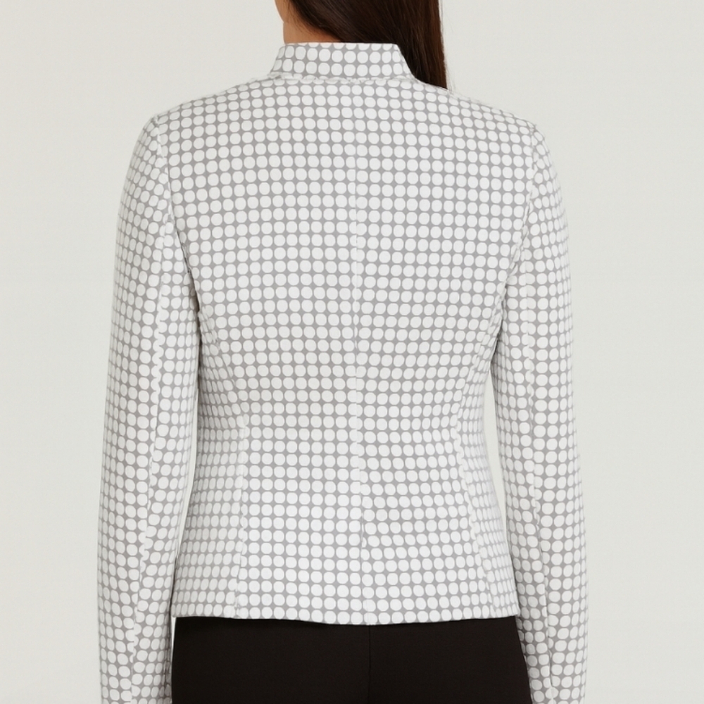 Louben | Quilted White /Gray Cropped Chic Jacket - Picture 4 of 11
